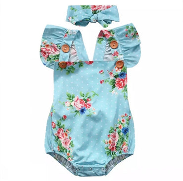Romper azul floreado